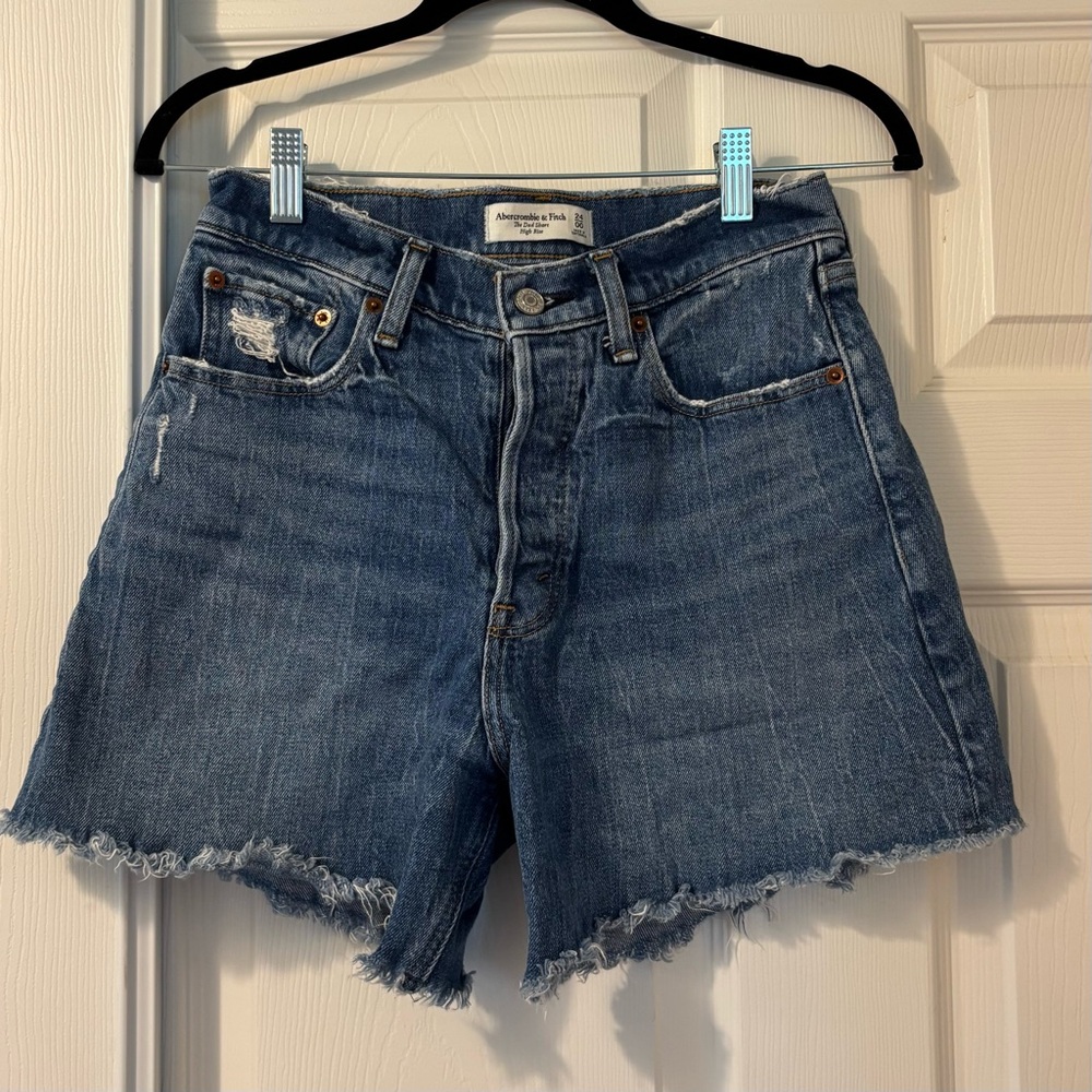 Abercrombie & Fitch “The Dad Short” High-Rise Blue Jean Shorts